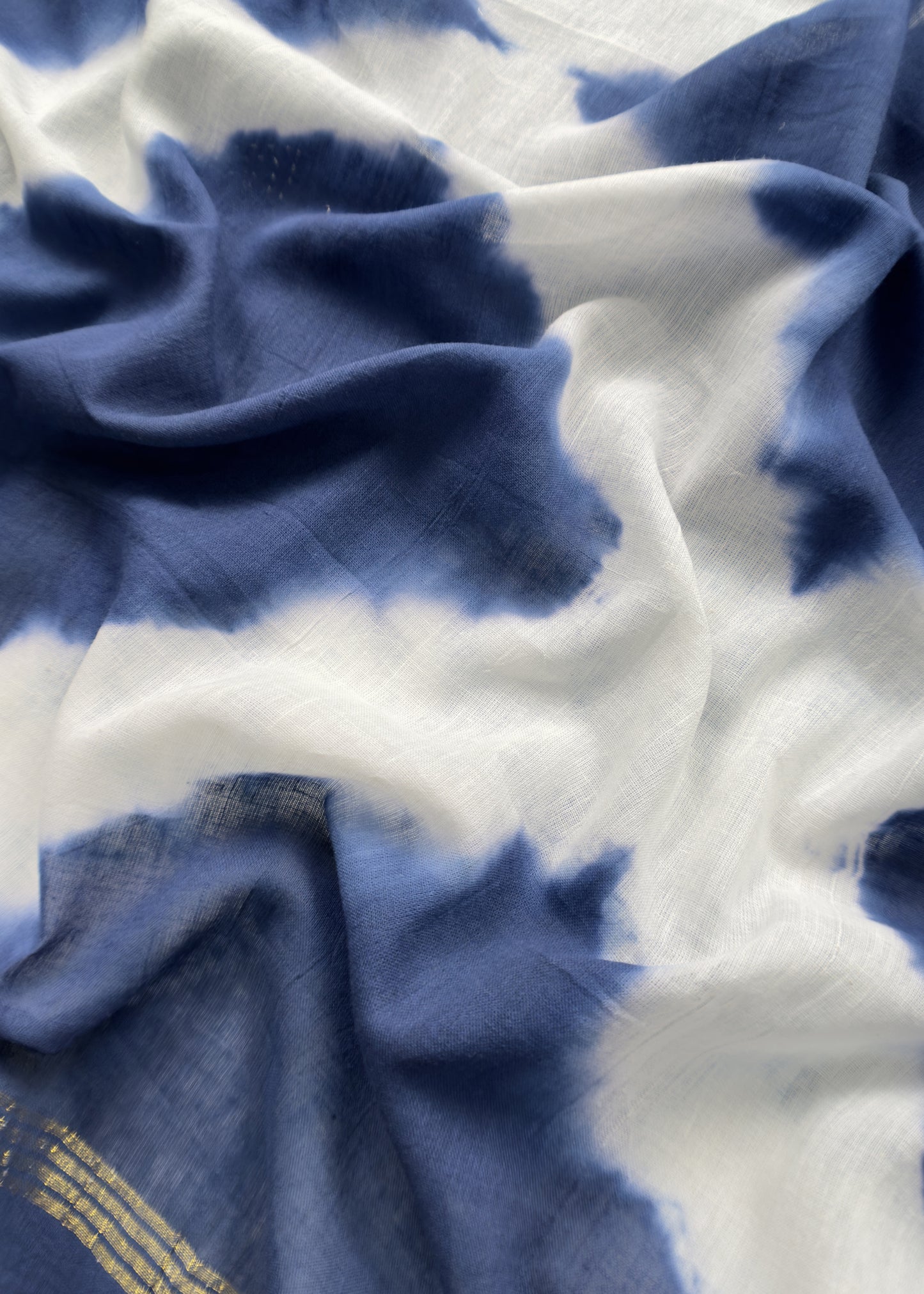 Royal Blue Naturally-dyed Pure Cotton Suit Set with Shibori Print