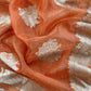 Orange Banarasi Silk Brocade Suit With Organza Dupatta