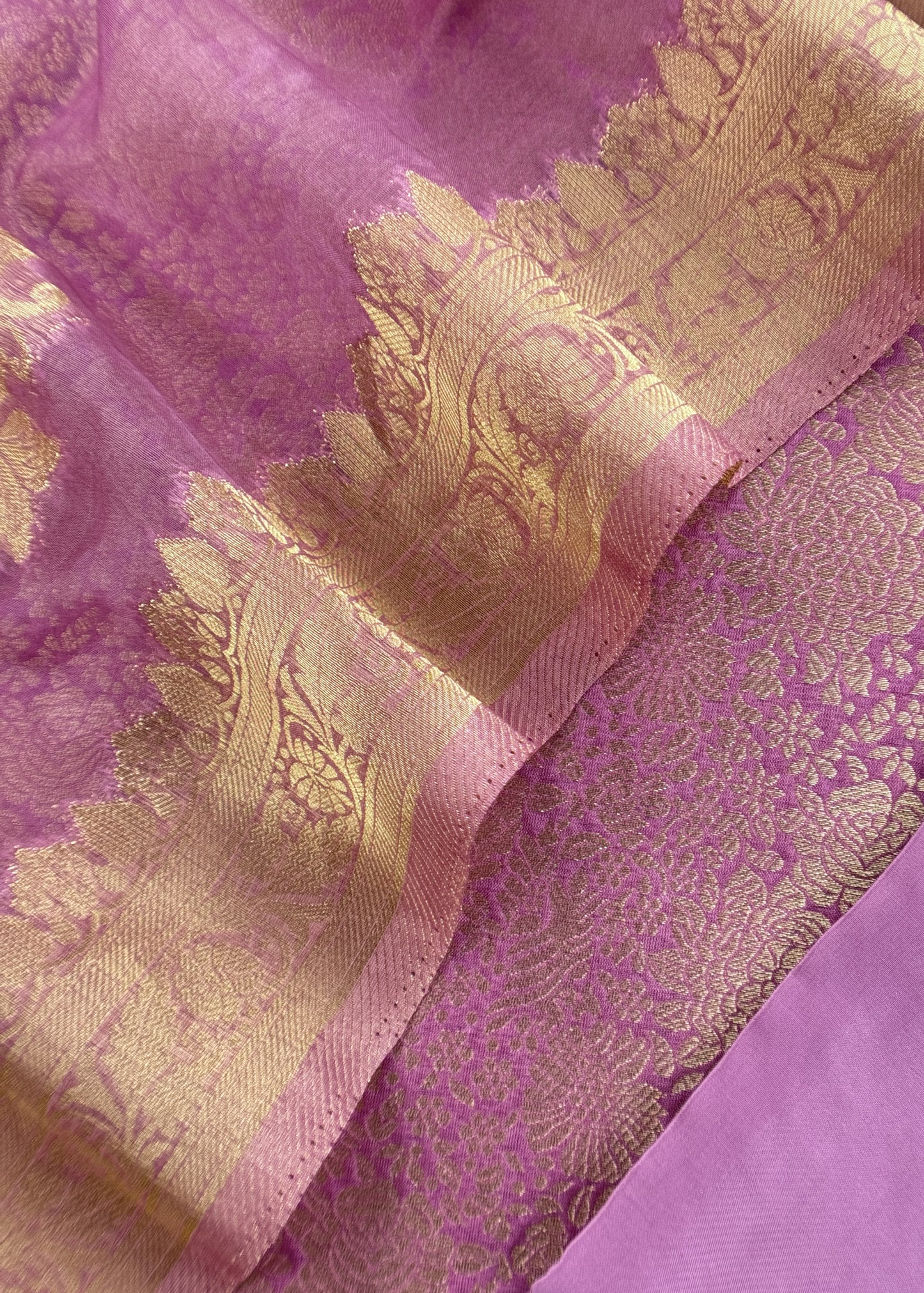 Light Purple Banarasi Silk Brocade Suit With Organza Dupatta