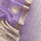Light Purple Banarasi Silk Brocade Suit With Organza Dupatta