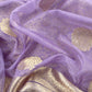 Light Purple Banarasi Silk Brocade Suit With Organza Dupatta