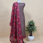 Tomato Red Mustard Munga Tussar Suit Fabric With Floral Dupatta And Kantha Stitch Hand Embroidery
