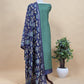 Tomato Red Mustard Munga Tussar Suit Fabric With Floral Dupatta And Kantha Stitch Hand Embroidery