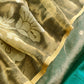 Olive Green Handloom Tissue Silk Suit With Kadwa Weaves