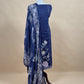 Navy Blue Pure Glace Cotton Kurta And Pure Chinon Dupatta With Applique Work