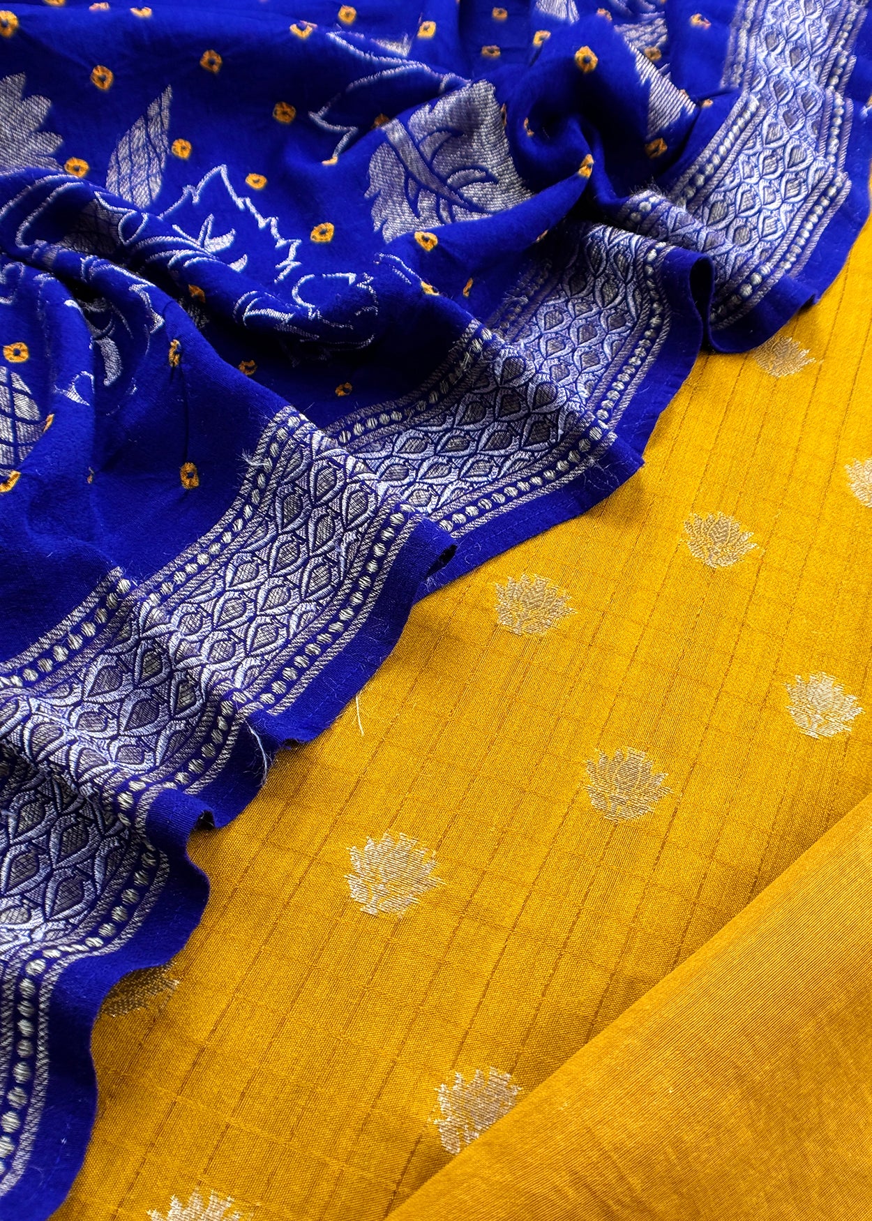 Yellow Silk Suit With Georgette Dupatta With Zari Weaving