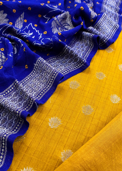 Yellow Silk Suit With Georgette Dupatta With Zari Weaving