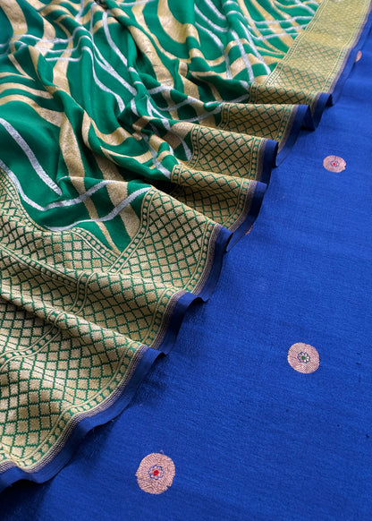 Pure handloom georgette unstitched suit with dupatta