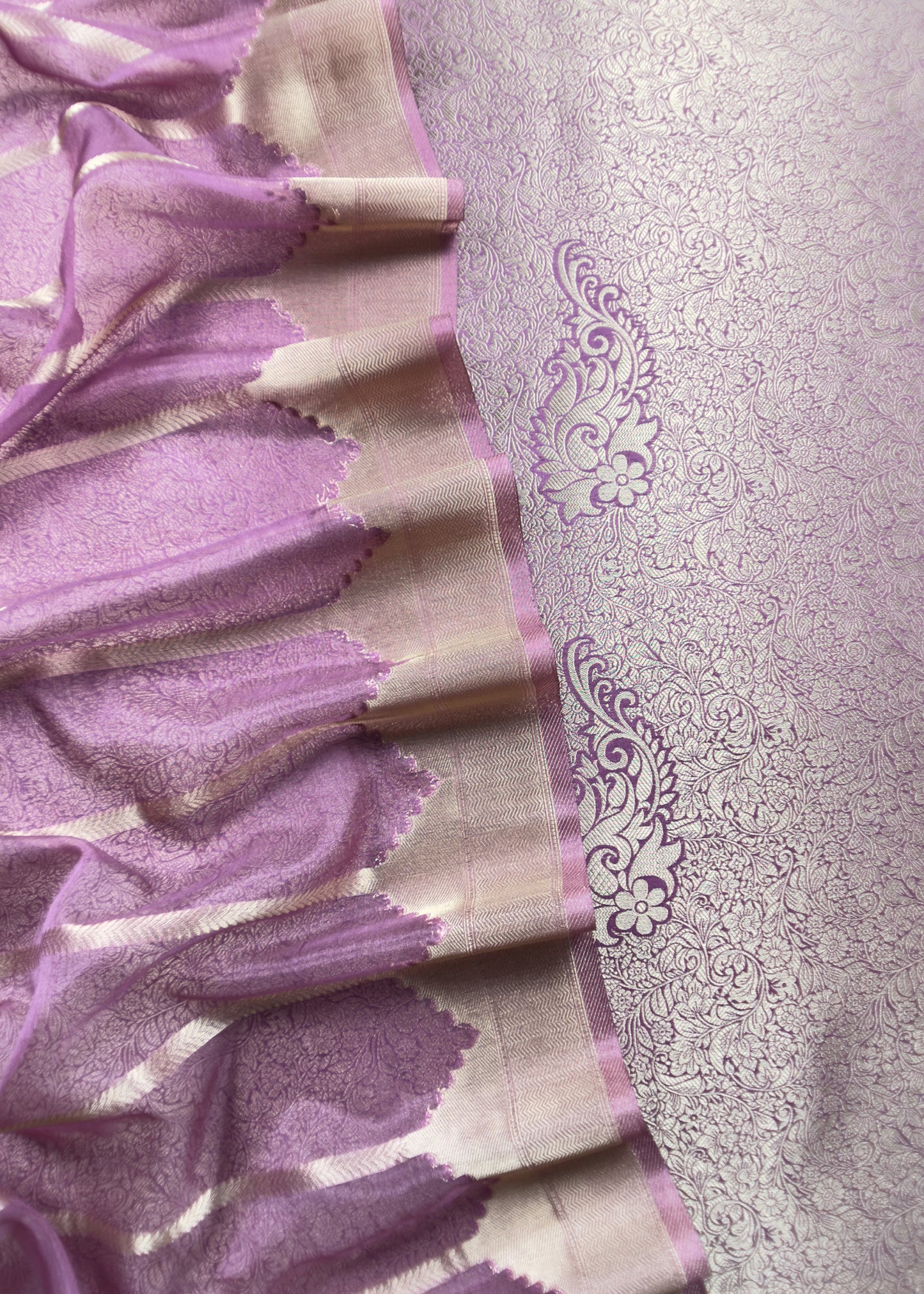 Bright Purple Brocade Kurta With Organza Dupatta