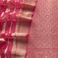 Radish Pink Brocade Kurta With Organza Dupatta