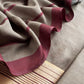 Sheer Kurma Grey Burgundy Handloom Silk Suit with Gold weaving