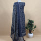 Blue Indigo Block Print Pure Maheshwari Silk Unstitched Suit Fabric