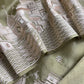 Basil Green Kashi Ghat Embroidered Organza Silk Suit Fabric