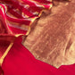 Red Handloom Silk Unstitched Kurta And Sonarupa Zari Panel Dupatta With Tissue Appliqué Work
