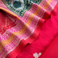 Red Handloom Silk Unstitched Suit Fabric With Hand Paint And Sonarupa Kadwa Weaving