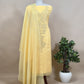 Grey And Sage Green French Knot Hand Embroidered Kota Doria Summer Suit Set