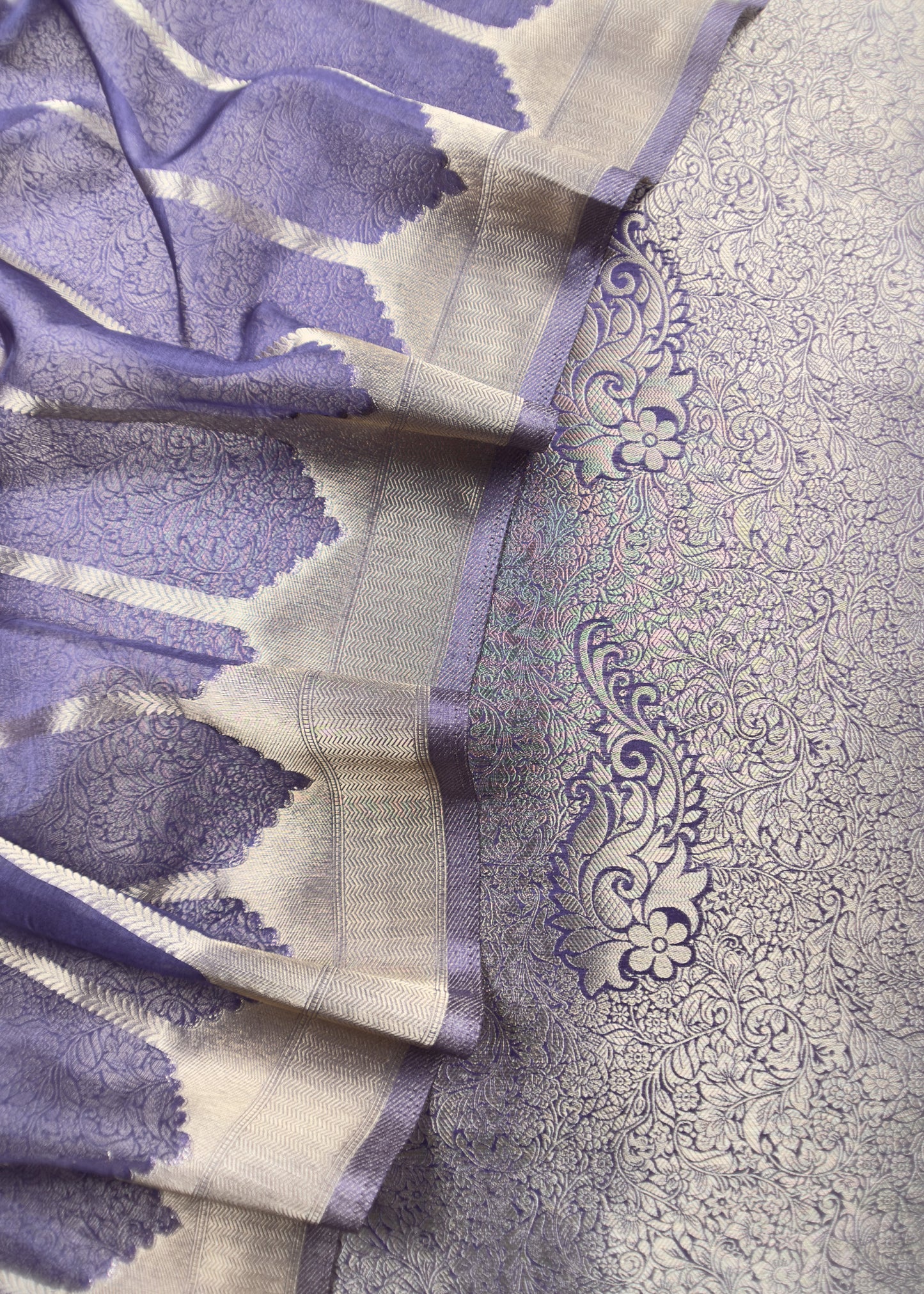 Purple Brocade Kurta With Organza Dupatta