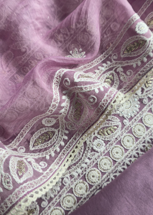 Mango Yellow Festive Mulmul Suit Fabric With Resham Embroidery And Pearls