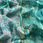Turquoise Pure Glace Cotton Kurta and Pure Chinon Paisley Dupatta with Resham Embroidery