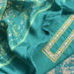 Turquoise Pure Glace Cotton Kurta and Pure Chinon Paisley Dupatta with Resham Embroidery