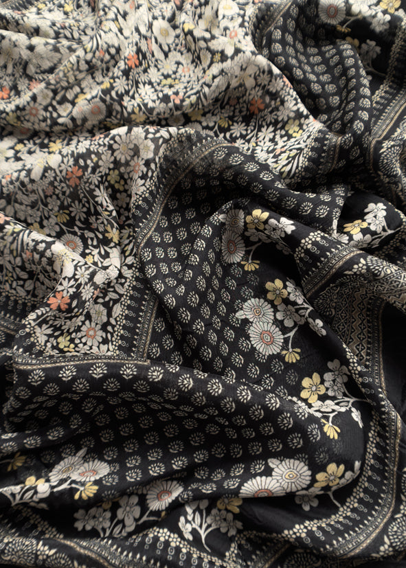 Black Pure Glace Cotton Kurta And Pure Chinon Dupatta With Applique Work