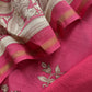 Deep Pink Kantha Embroidered Maheshwari Silk Madhubani Print Unstitched Suit