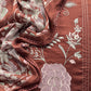Rust Brown Pure Glace Cotton Kurta And Pure Chinon Dupatta With Applique Work