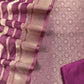 Violet Brocade Kurta With Organza Dupatta