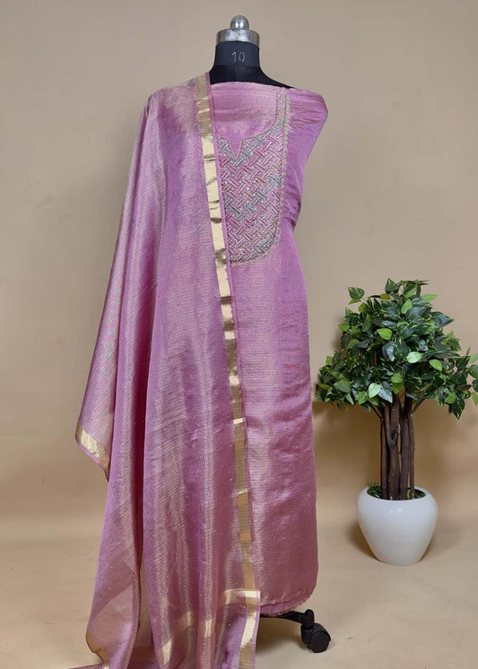 Purple Embroidered Zori kota Suit Sets