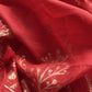 Red Chanderi Unstitched suit with Gold zari Jamdani weaving