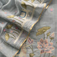 Light Blue Grey Pure Mul Pichwai Unstitched Suit With Pichwai Embroidery