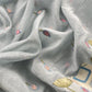 Light Blue Grey Pure Mul Pichwai Unstitched Suit With Pichwai Embroidery