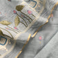 Light Blue Grey Pure Mul Pichwai Unstitched Suit With Pichwai Embroidery