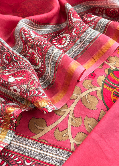 Buy maheshwari suit with Kalamkari print

