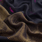 Black Pure Linen Suit Fabric With Gold Zari Needle Jamdani Weaving Handmade On Loom