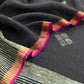 Black Pure Linen Suit Fabric With Needle Jamdani Weaving Handmade On Loom
