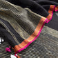 Black Pure Linen Suit Fabric With Needle Jamdani Weaving Handmade On Loom