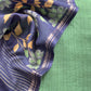 Green Blue Munga Tussar Suit Fabric With Floral Dupatta And Kantha Stitch Hand Embroidery