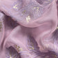 Lavender Handloom Organza Unstitched Suit With Pitta And Lotus Appliqué work