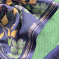Green Blue Munga Tussar Suit Fabric With Floral Dupatta And Kantha Stitch Hand Embroidery
