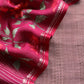 Purple Taupe Munga Tussar Suit Fabric With Floral Dupatta And Kantha Stitch Hand Embroidery