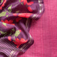 Wine Munga Tussar Suit Fabric With Floral Dupatta And Kantha Stitch Hand Embroidery