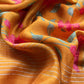 Tomato Red Mustard Munga Tussar Suit Fabric With Floral Dupatta And Kantha Stitch Hand Embroidery