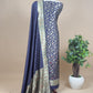 Blue Handloom  Phool-Patti Weaving Suit In Katan Silk