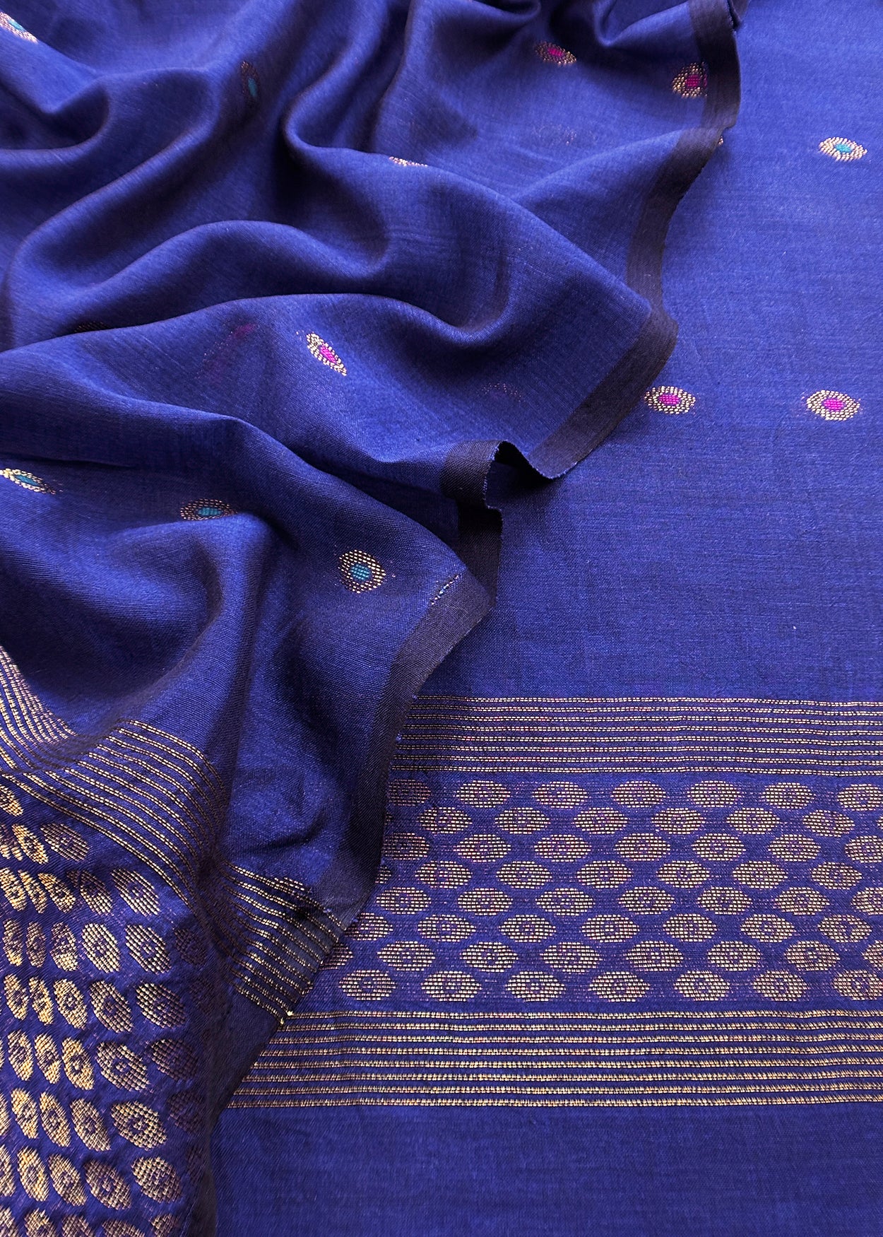 Royal Blue Pure Silk Suit With Meenakari Zari Weaving