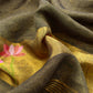 Army Green Pure Linen Suit Fabric With Gold Zari Lotus Needle Jamdani Weaving Handmade On Loom