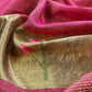 Deep Maroon Pure Linen Suit Fabric With Gold Zari Lotus Needle Jamdani Weaving Handmade On Loom