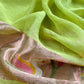 Parrot Green Pure Linen Suit Fabric With Gold Zari Swan Needle Jamdani Weaving Handmade On Loom