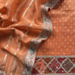 Mettalic Orange Embroidered Tissue Silk Suit