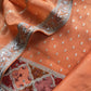 Mettalic Orange Embroidered Tissue Silk Suit